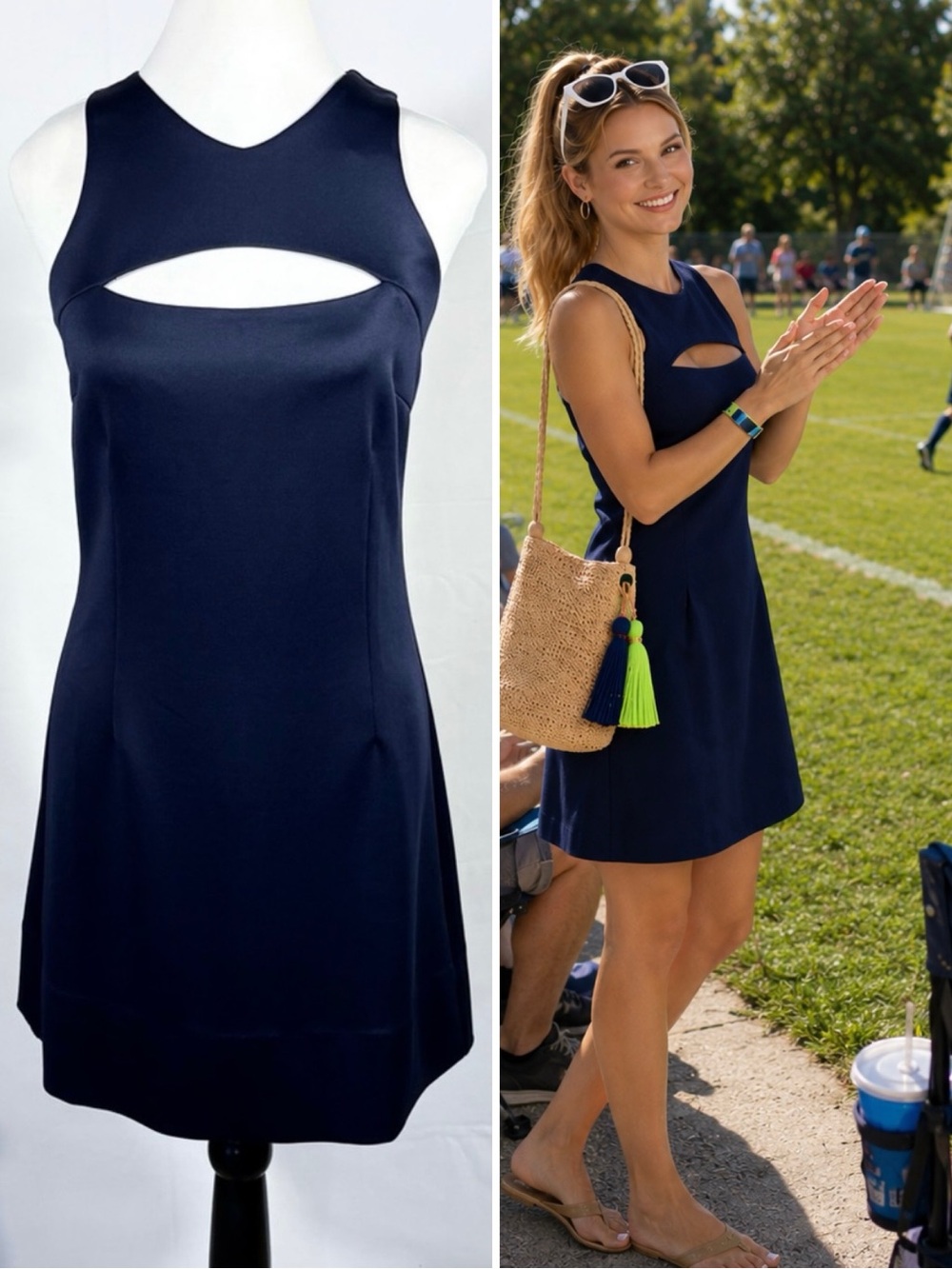 Gretchen Scott Cutout Front Sleeveless Mini Dress w/ Built-In Shelf Bra Sz S🧡